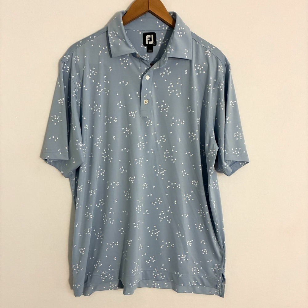 Foot Joy FJ Polo Shirt Mens Size‎ L Performance Lightweight Golf Preppy AOP